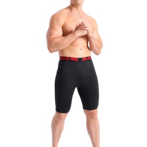 NELEUS Men's Compression Shorts with Pockets 3 Pack,6064,Black/Black/Black,US L,EU XL