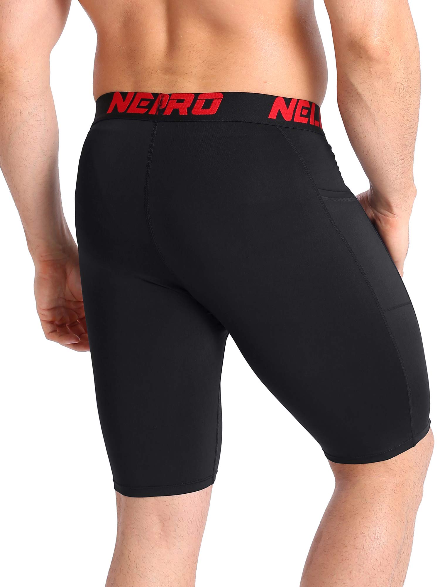 NELEUS Men's Compression Shorts with Pockets 3 Pack,6064,Black/Black/Black,US L,EU XL