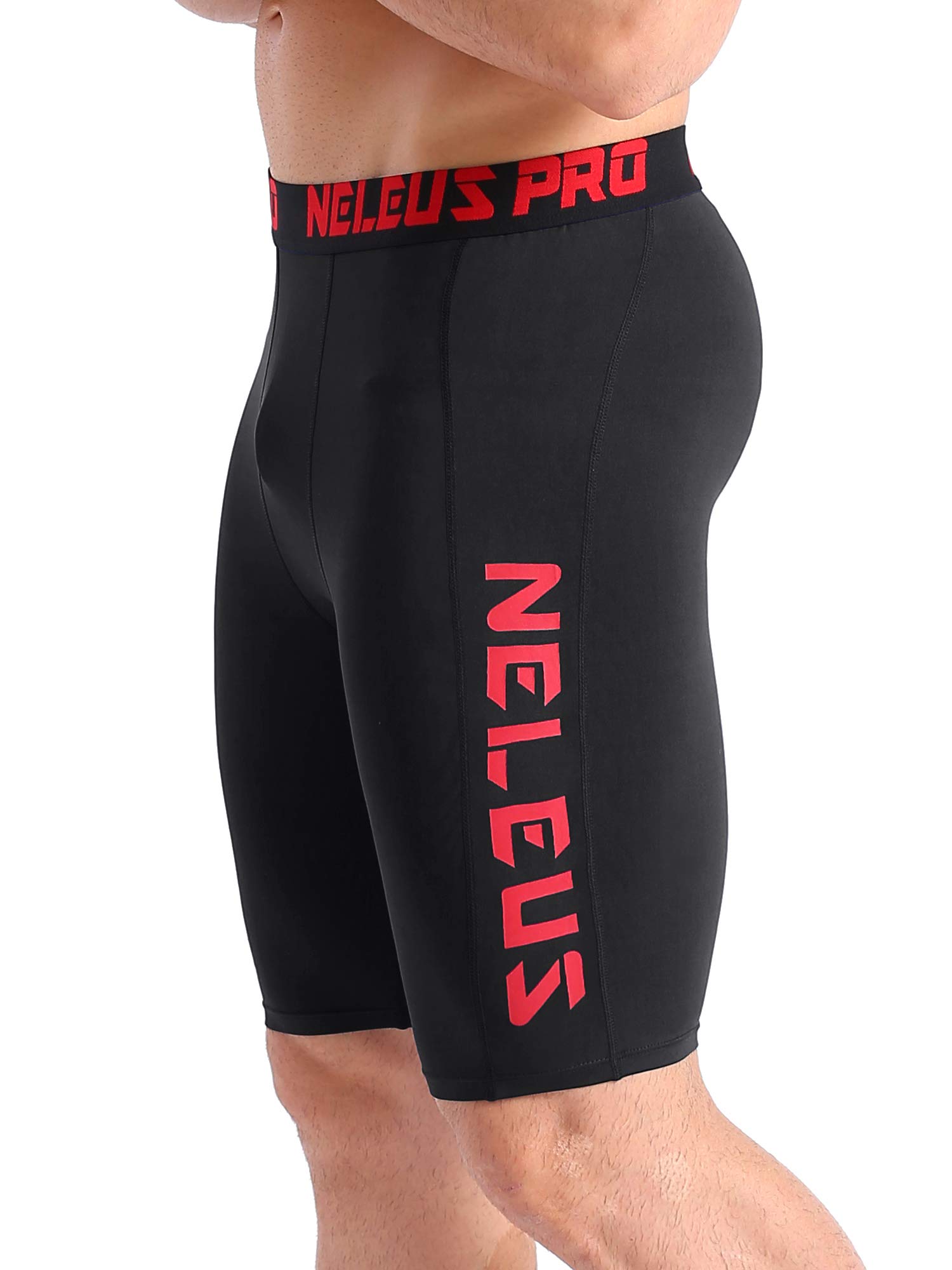 NELEUS Men's Compression Shorts with Pockets 3 Pack,6064,Black/Black/Black,US L,EU XL