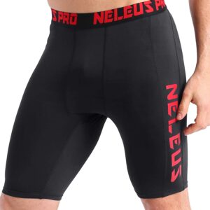 NELEUS Men's Compression Shorts with Pockets 3 Pack,6064,Black/Black/Black,US L,EU XL