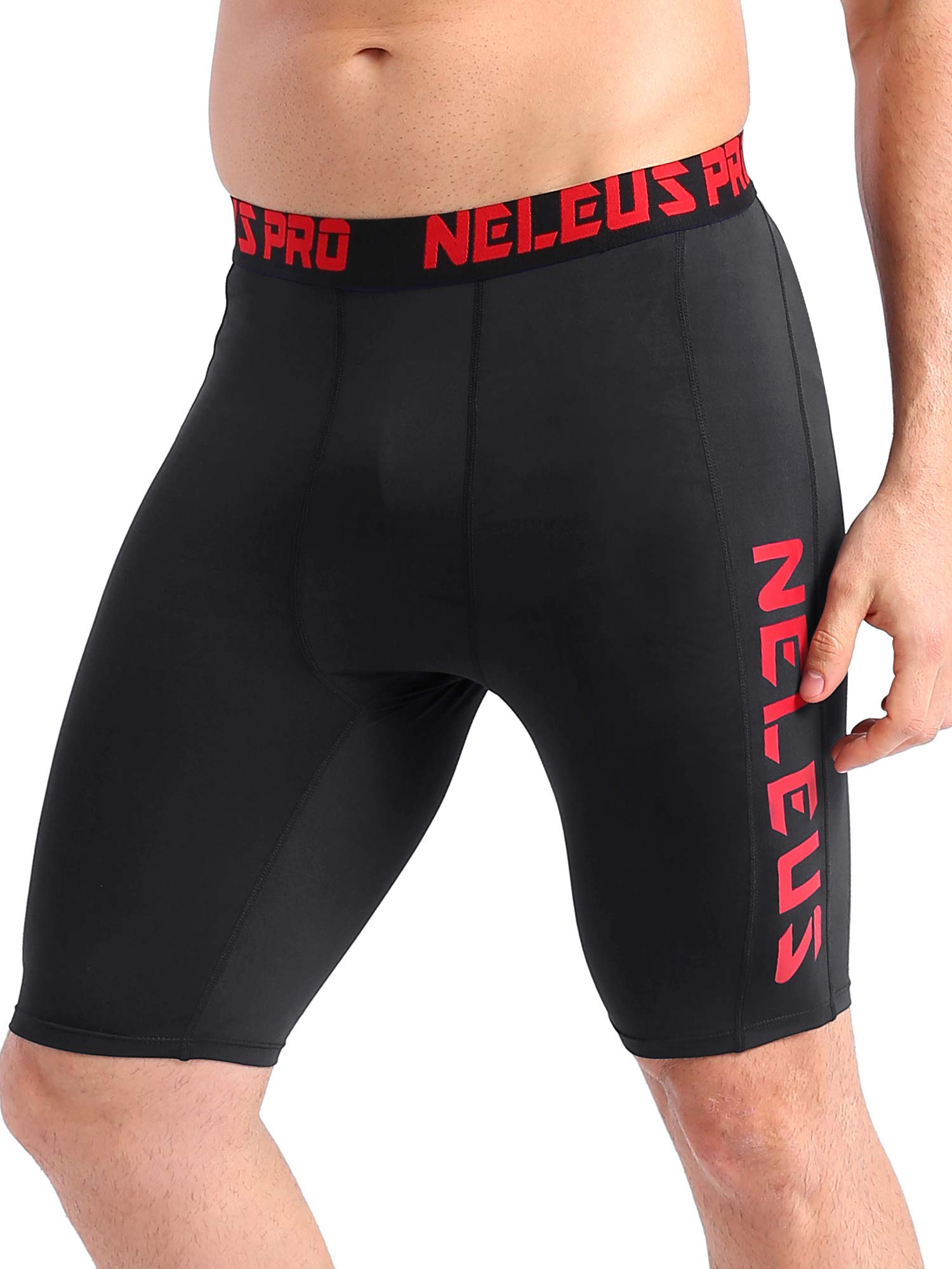 NELEUS Men's Compression Shorts with Pockets 3 Pack,6064,Black/Black/Black,US L,EU XL