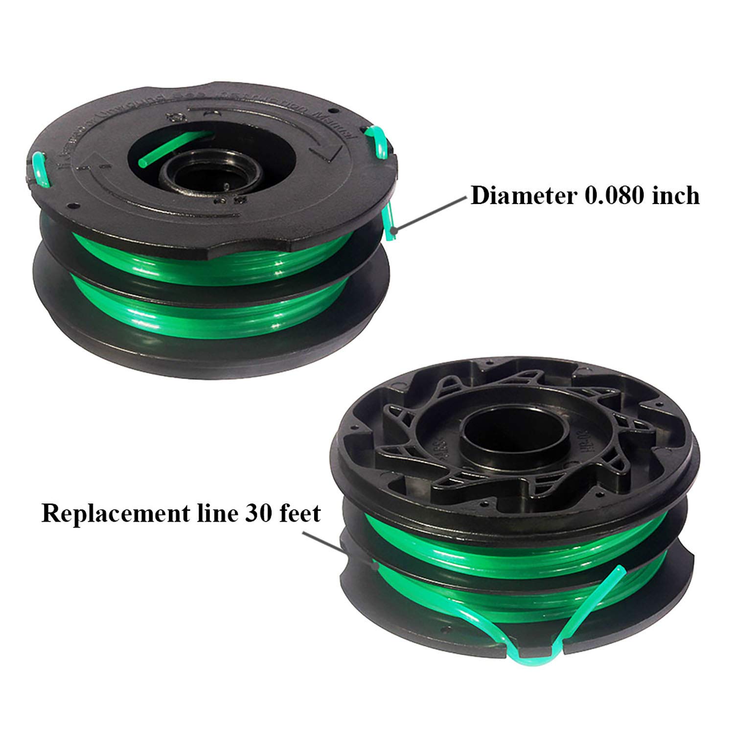 THTEN DF-080 String Trimmer Spools Compatible with Black Decker GH1100 GH1000 GH2000 Electric String Grass Trimmer Lawn Edger DF-080-BKP 30ft 0.080" Dual Auto-Feed Spool 4 Pack