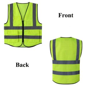 HYCOPROT High Visibility Mesh Safety Reflective Vest with Pockets and Zipper, Meets ANSI/ISEA Standards