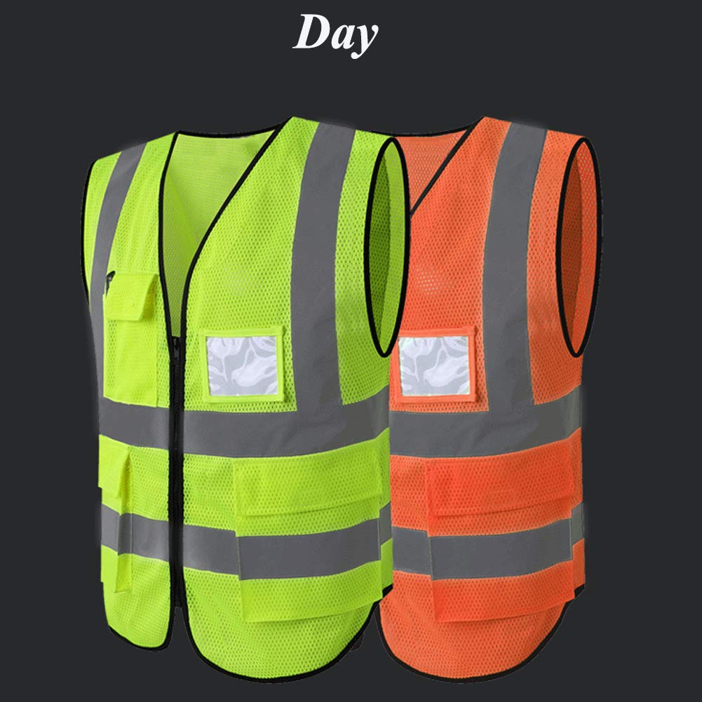 HYCOPROT High Visibility Mesh Safety Reflective Vest with Pockets and Zipper, Meets ANSI/ISEA Standards