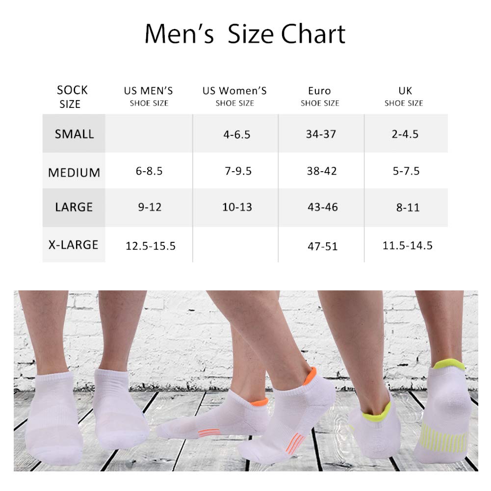 JOYNÉE Mens Ankle Low Cut Athletic Tab Socks for Men Sports Comfort Cushion Sock 6 Pack,White,Sock Size 10-13