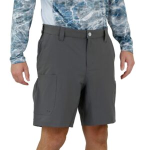 Mossy Oak Standard Fishing Shorts for Men Quick Dry Flex, Charcoal, X-Large