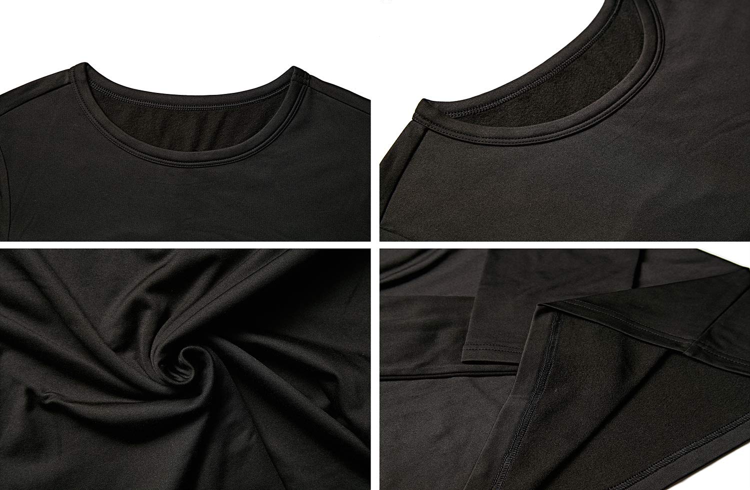 DEVOPS Boys and Girls Thermal Underwear Long Johns Set with Fleece Lined (Medium, Black)