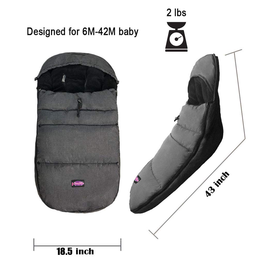 3-in-1,3D Cotton Filling The Worlds Most Comfortable Universal Baby Stroller Sleeping Bag, Cozy Warm Footmuff Fits All Stroller, 2x2 Zippers Easy for Baby in&Out, Bottom Open,Front Piece Removable