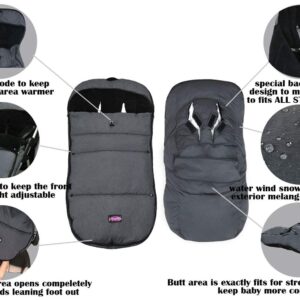 3-in-1,3D Cotton Filling The Worlds Most Comfortable Universal Baby Stroller Sleeping Bag, Cozy Warm Footmuff Fits All Stroller, 2x2 Zippers Easy for Baby in&Out, Bottom Open,Front Piece Removable