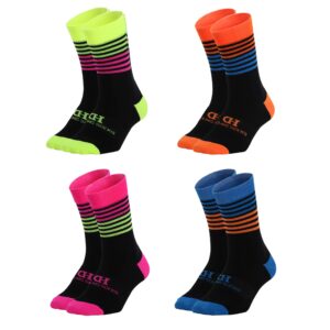 vwu mens womens sports socks athletic socks for running cycling basketball hiking, stripes b crew