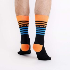 VWU Mens Womens Sports Socks Athletic Socks for Running Cycling Basketball Hiking, Stripes B Crew