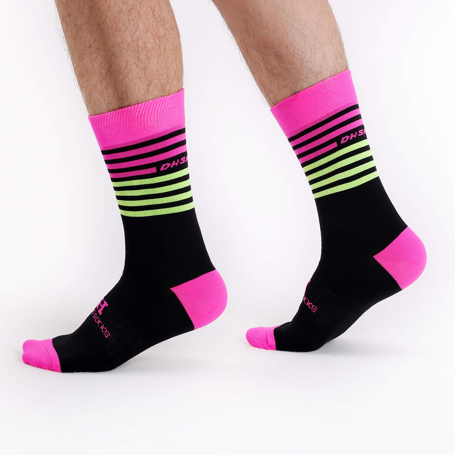 VWU Mens Womens Sports Socks Athletic Socks for Running Cycling Basketball Hiking, Stripes B Crew