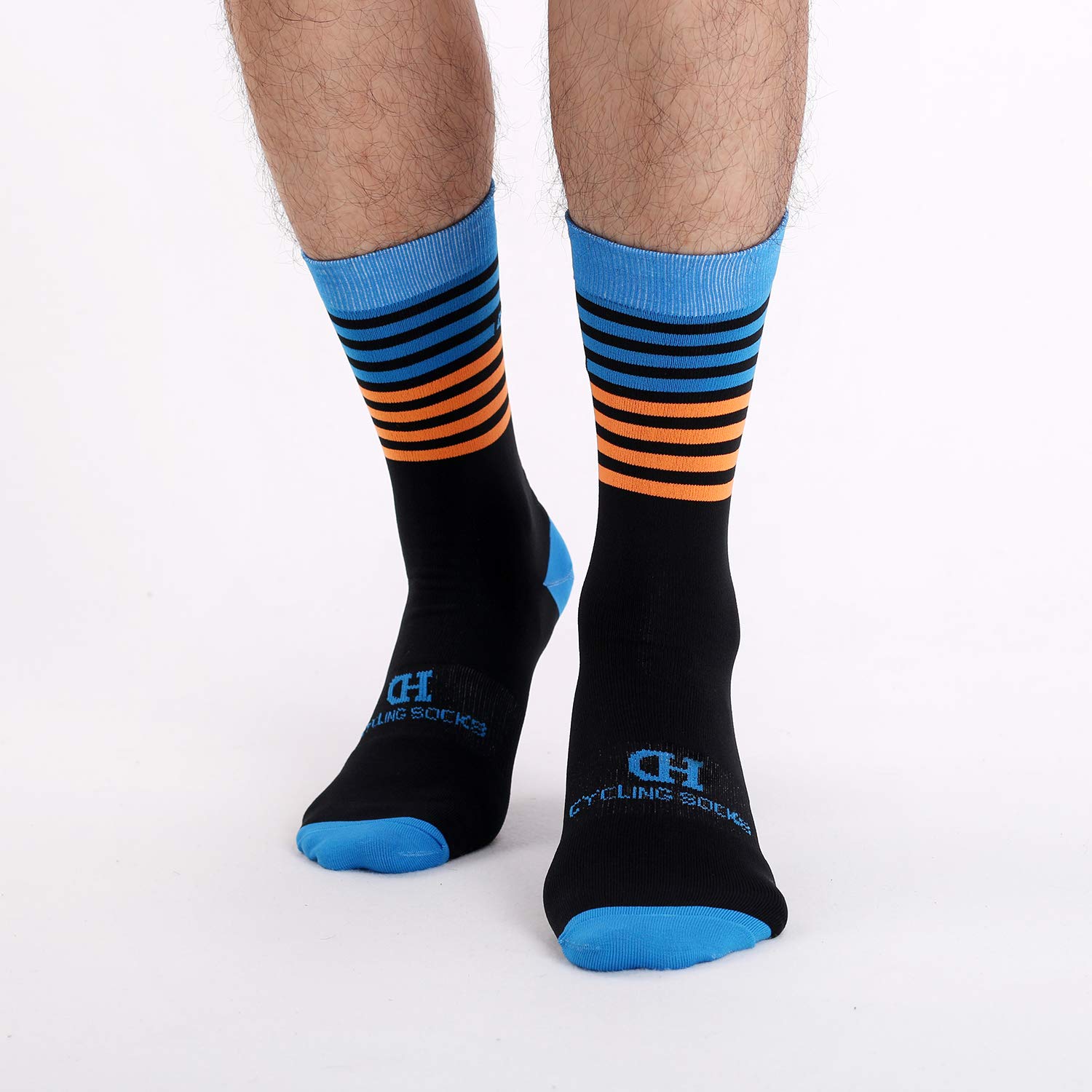 VWU Mens Womens Sports Socks Athletic Socks for Running Cycling Basketball Hiking, Stripes B Crew