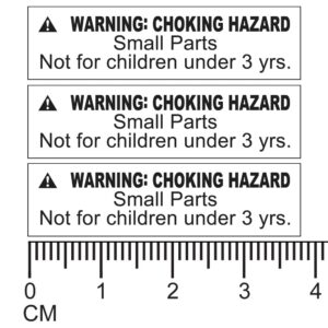 ASTM Compliant 1,000 Warning Labels Small Parts Choking Hazard Stickers Not for Children Under 3 Years 1 Roll of 1.5" x 0.4" Adhesive Labels (White Background/Black Text)