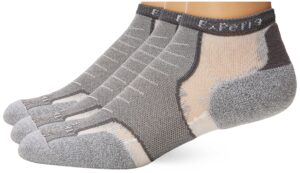 thorlos experia multi-sport thin padded low cut 3 pair pack socks sockshosiery, grey, medium