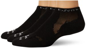 thorlos experia multi-sport thin padded low cut 3 pair pack socks sockshosiery, black/black, extra large