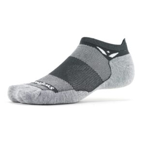 swiftwick – maxus zero tab golf & running socks, maximum cushion, mens & womens (gray, large)