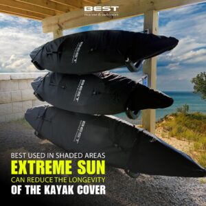 Best Marine and Outdoors Kayak Cover, Extra Thick 600D Covers for Outdoor Storage, SUP Paddle Boards & Kayak Storage Accessories, Fits Kayaks 7ft-14'6" ft
