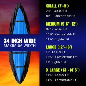 Best Marine and Outdoors Kayak Cover, Extra Thick 600D Covers for Outdoor Storage, SUP Paddle Boards & Kayak Storage Accessories, Fits Kayaks 7ft-14'6" ft