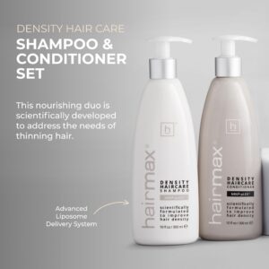 Hairmax Density Haircare Shampoo & Conditioner Set - For Thinning Hair Loss - Supports Hair Density - Invigorates Hair & Scalp - For Men & Women - pH-Balanced - 10 fl oz (2 Bottles)