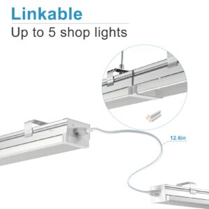 Upgrade 4FT 2.5inch 72w Linkable LED Shop Light, 10000LM 100-277V Garage Light with 5ft On/Off Switch Plug, 5000K Daylight, Hanging Flushmount Available Plug and Play-4Pack