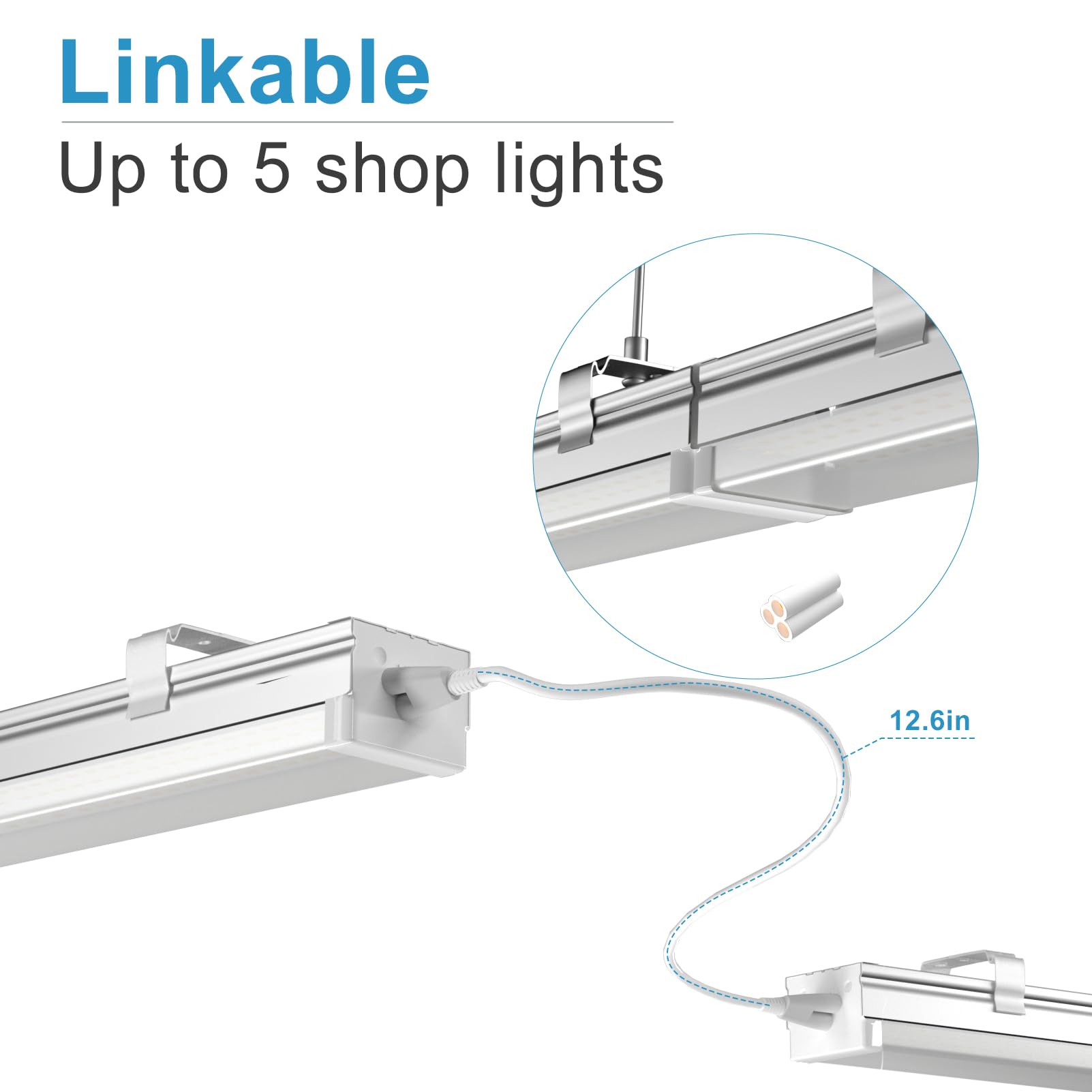 Upgrade 4FT 2.5inch 72w Linkable LED Shop Light, 10000LM 100-277V Garage Light with 5ft On/Off Switch Plug, 5000K Daylight, Hanging Flushmount Available Plug and Play-4Pack