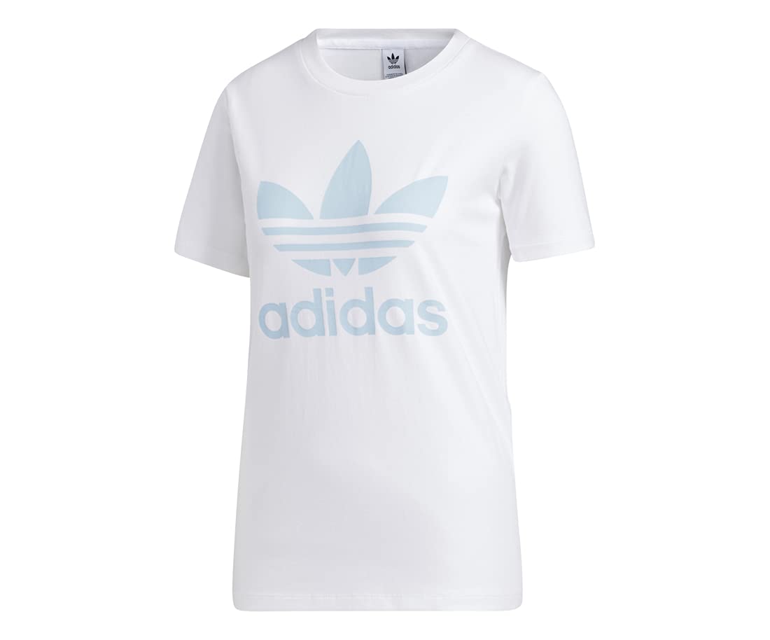 adidas Originals Women's Trefoil Tee White/Clear Sky Small