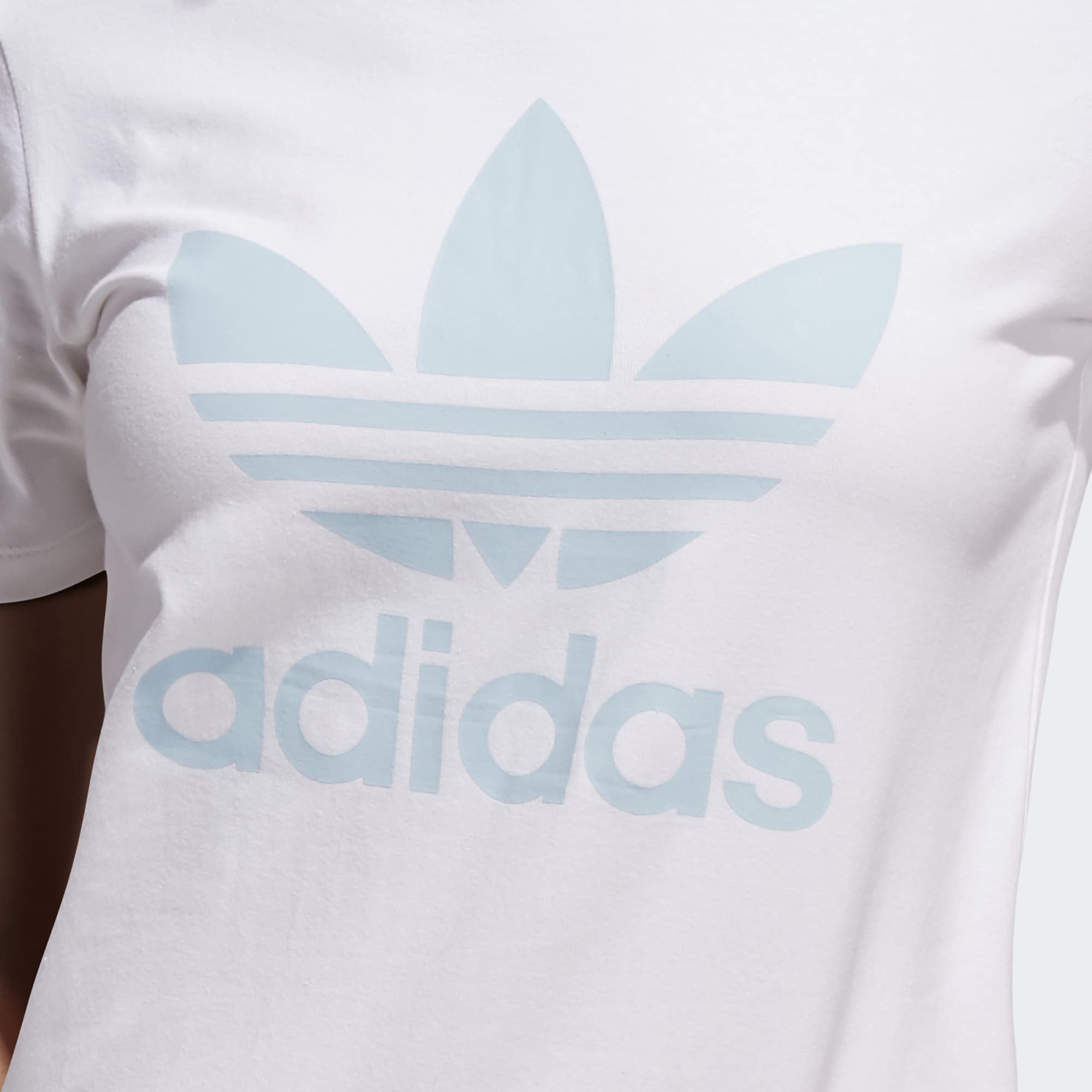 adidas Originals Women's Trefoil Tee White/Clear Sky Small