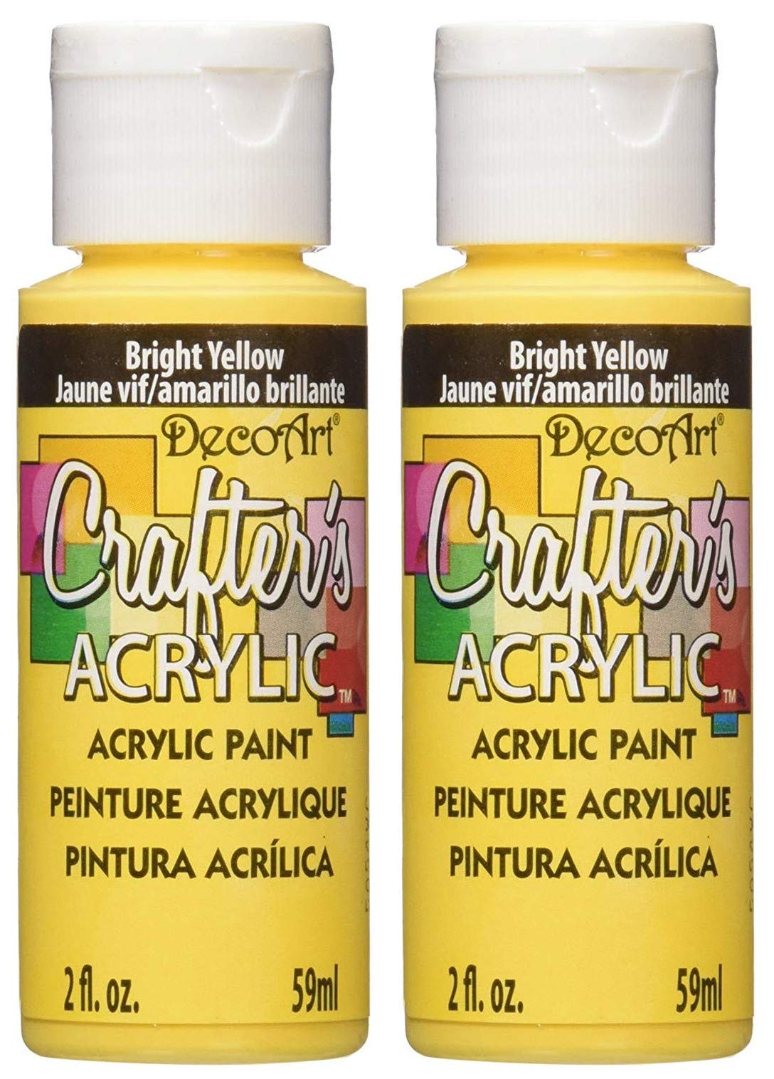 2-Pack Bundle - Deco Art Crafter's Acrylic All Purpose Paint - Bright Yellow (dca-49) - 2-Ounces Each