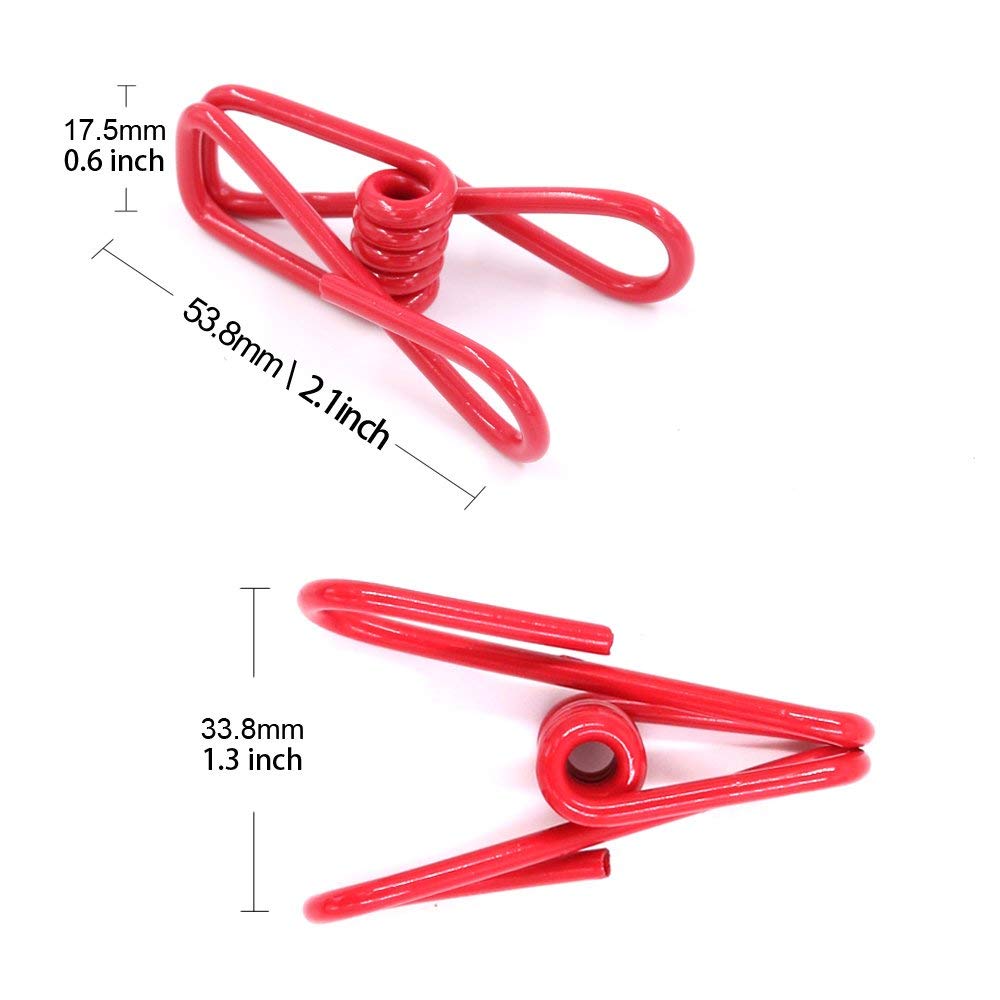 30 Pcs 2 Inch Red Chip Clips, PVC Coating High Elasticity Strength Clothes Pins, Food Clips and Bag Clips