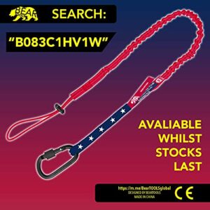 BearTOOLS Tool Lanyard with Buckle Strap – Clip Bungee Cord – Heavy Duty Screw Locking Carabiner – Fall Protection and Safety – Adjustable Loop End – Tough Tether – Construction - 0923YS (3 Pack)