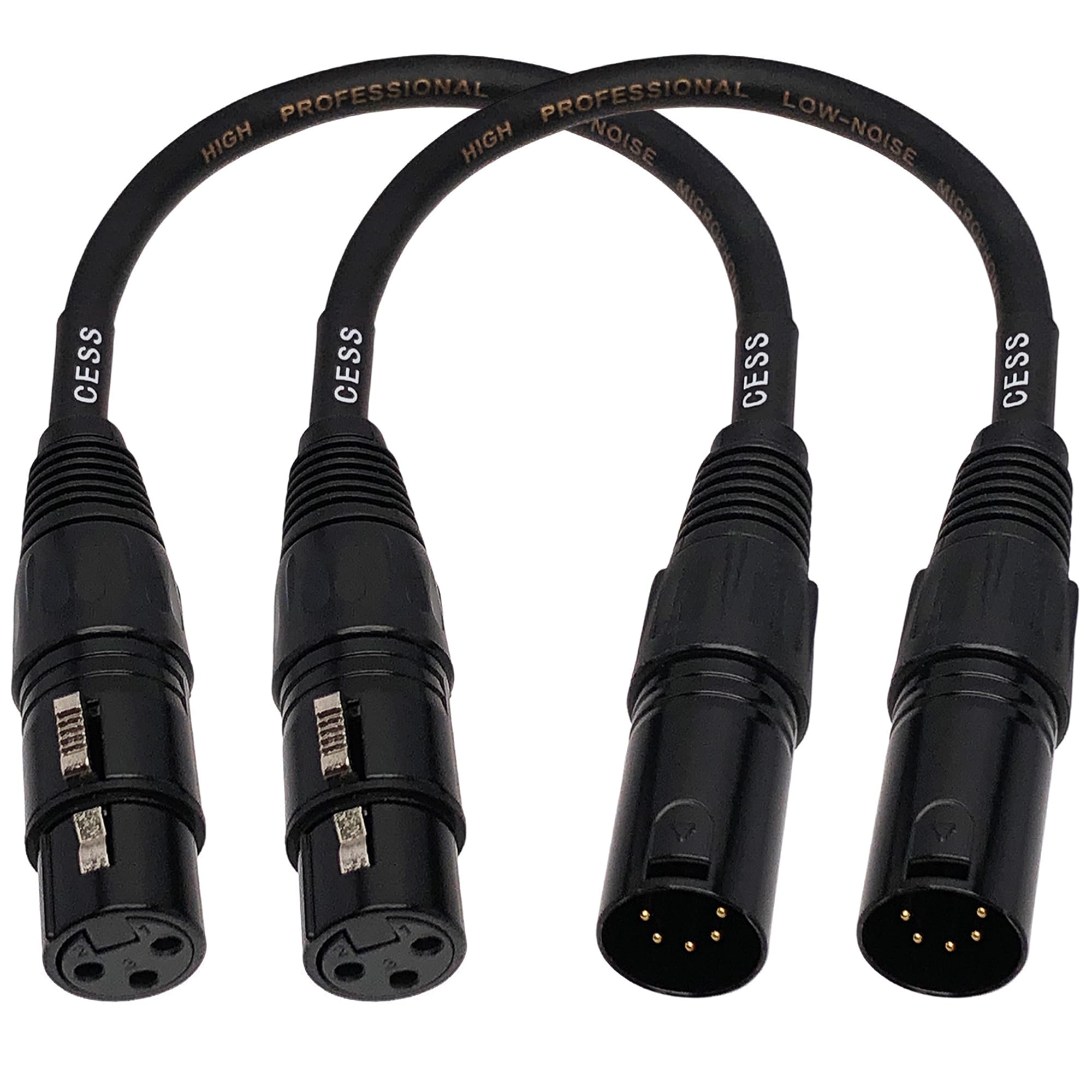 CNCESS CESS-017 XLR5M to XLR3F, 3 Pin XLR Female to 5 Pin XLR Male Audio Cable for Microphone, 2 Pack