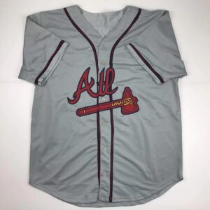 Autographed/Signed Andruw Jones Atlanta Grey Baseball Jersey PSA/DNA COA