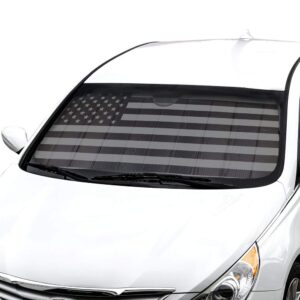 BDK USA American Flag Black Curved Windshield Sunshade Accordion Folding Style Auto Shade for Car Truck SUV Van Blocks UV Ray Sun Visor Protector Easy Setup Keeps Your Vehicle Cool - 58 x 27 inches