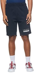 under armour baseline fleece basketball short, black (001)/white, medium