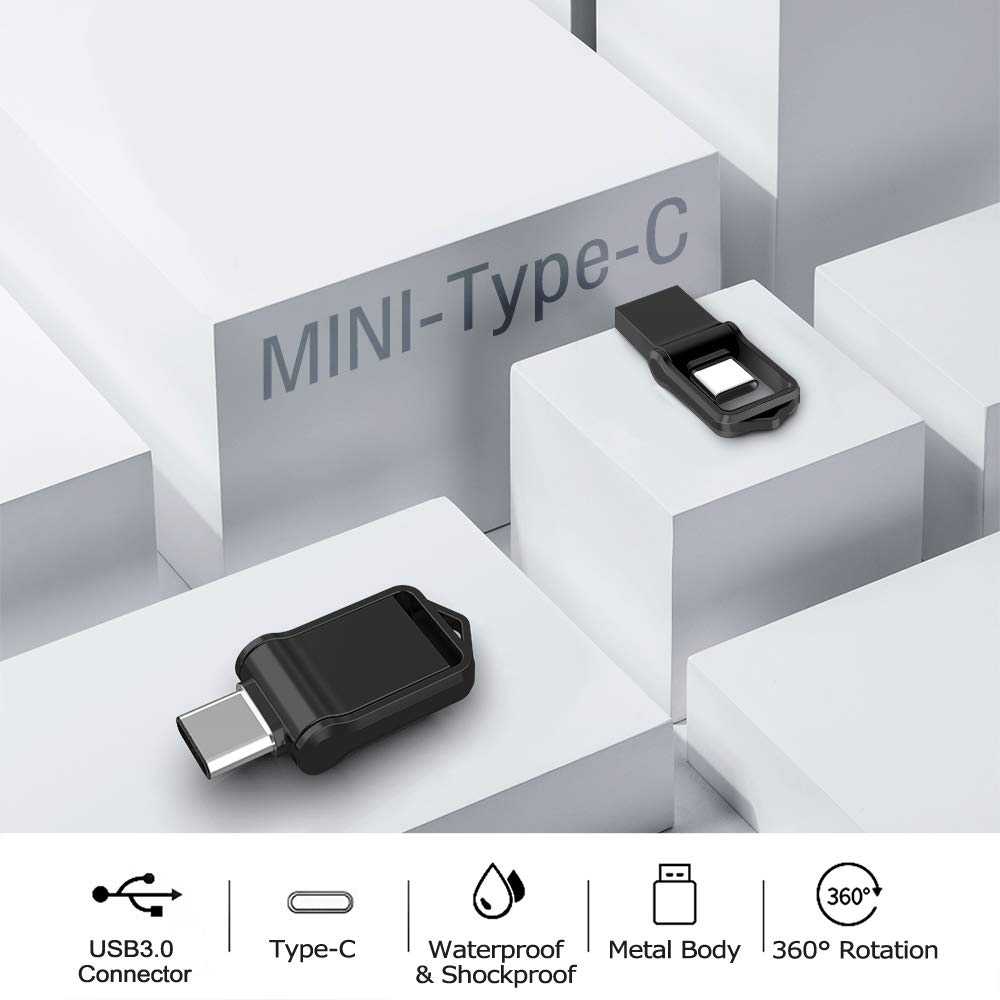 Aiibe 128 GB USB C Flash Drive Dual Drive USB Type-C Thumb Drive 128GB 128G USB-C Drive - Black