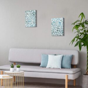 Canvas Wall Art Prints Blue Abstract Wall Art Textured Painting Artwork Grey Blue Tones Pictures Ready to Hang for Living Room Bedroom Office Kitchen Decorations 16"x12"x2