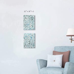 Canvas Wall Art Prints Blue Abstract Wall Art Textured Painting Artwork Grey Blue Tones Pictures Ready to Hang for Living Room Bedroom Office Kitchen Decorations 16"x12"x2