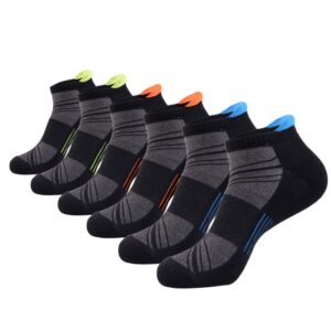 joynÉe mens ankle low cut athletic tab socks for men sports comfort cushion sock 6 pack,black,sock size 10-13