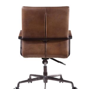 Acme Indra Leather Upholstered Swivel Office Chair in Vintage Chocolate