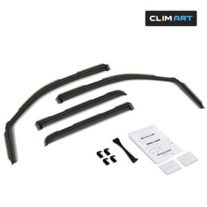 CLIM ART in-Channel Incredibly Durable Rain Guards for Ford F150 2009-2014 SuperCrew, Original Window Deflectors, Vent Deflector, Vent Window Visors, Dark Smoke Truck Accessories, 4 pcs. - 609010