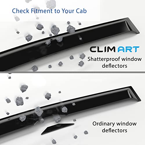 CLIM ART in-Channel Incredibly Durable Rain Guards for Ford F150 2009-2014 SuperCrew, Original Window Deflectors, Vent Deflector, Vent Window Visors, Dark Smoke Truck Accessories, 4 pcs. - 609010