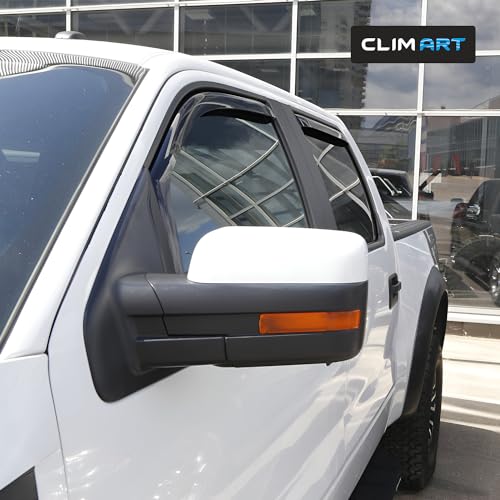 CLIM ART in-Channel Incredibly Durable Rain Guards for Ford F150 2009-2014 SuperCrew, Original Window Deflectors, Vent Deflector, Vent Window Visors, Dark Smoke Truck Accessories, 4 pcs. - 609010