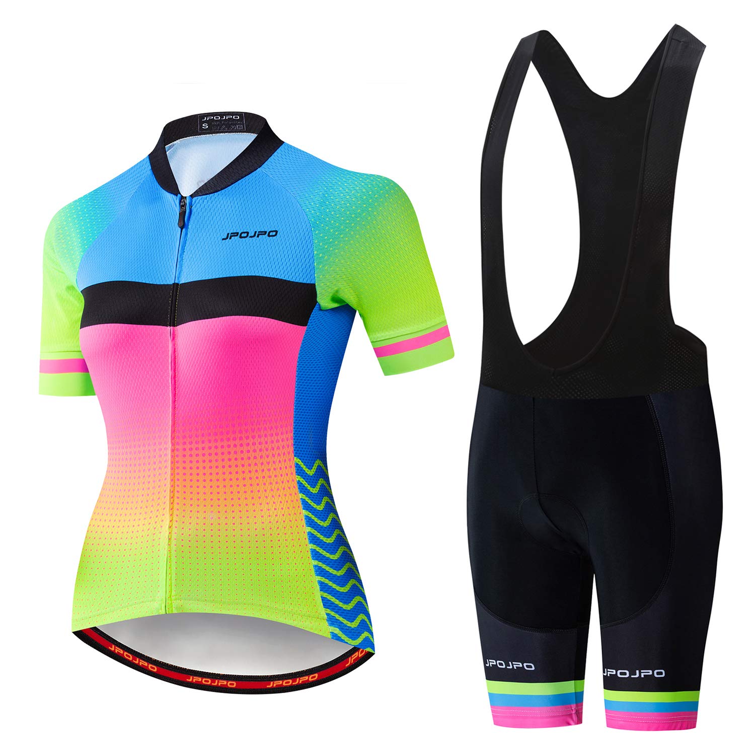 Weimostar Women's Cycling Jersey Bib Shorts Black Sets Short Sleeve Road Bike Shirt Breathable Reflective Green Pink Size XL