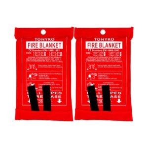 tonyko emergency fire blanket for home and kitchen -2pack- fire suppression blanket, fiberglass fireproof blanket