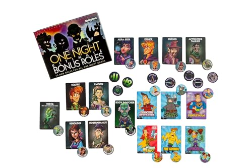 Bezier Games One Night Ultimate Bonus Roles, New Roles for One Night Ultimate Werewolf, Family Friendly Party Game, Fun Game for Kids & Adults