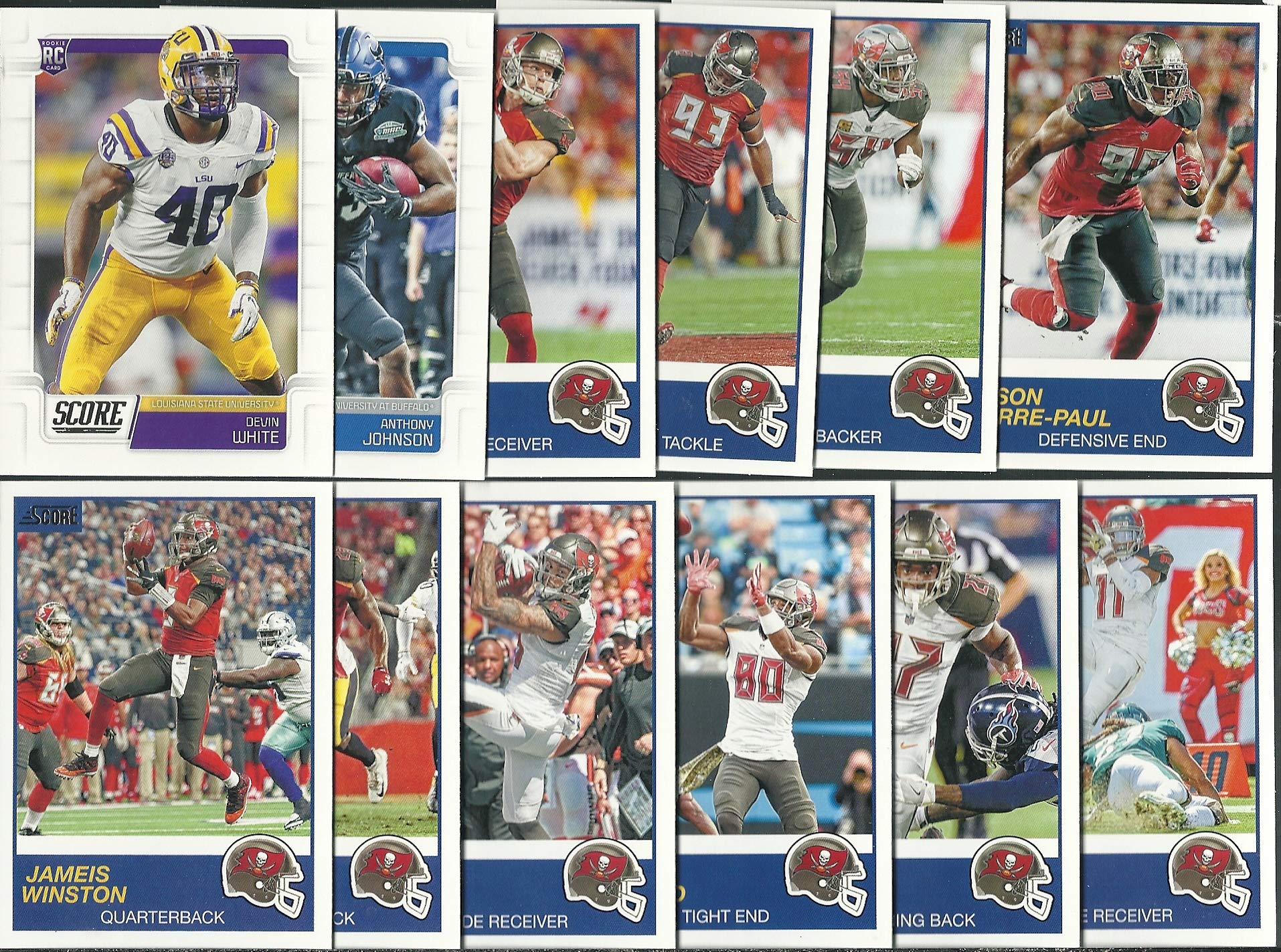 2014, 2015, 2016, 2017, 2018, 2019 Panini Score Football Tampa Bay Buccaneers 6 Team Set Lot 79 Cards Gift Pack W/Drafted Rookies