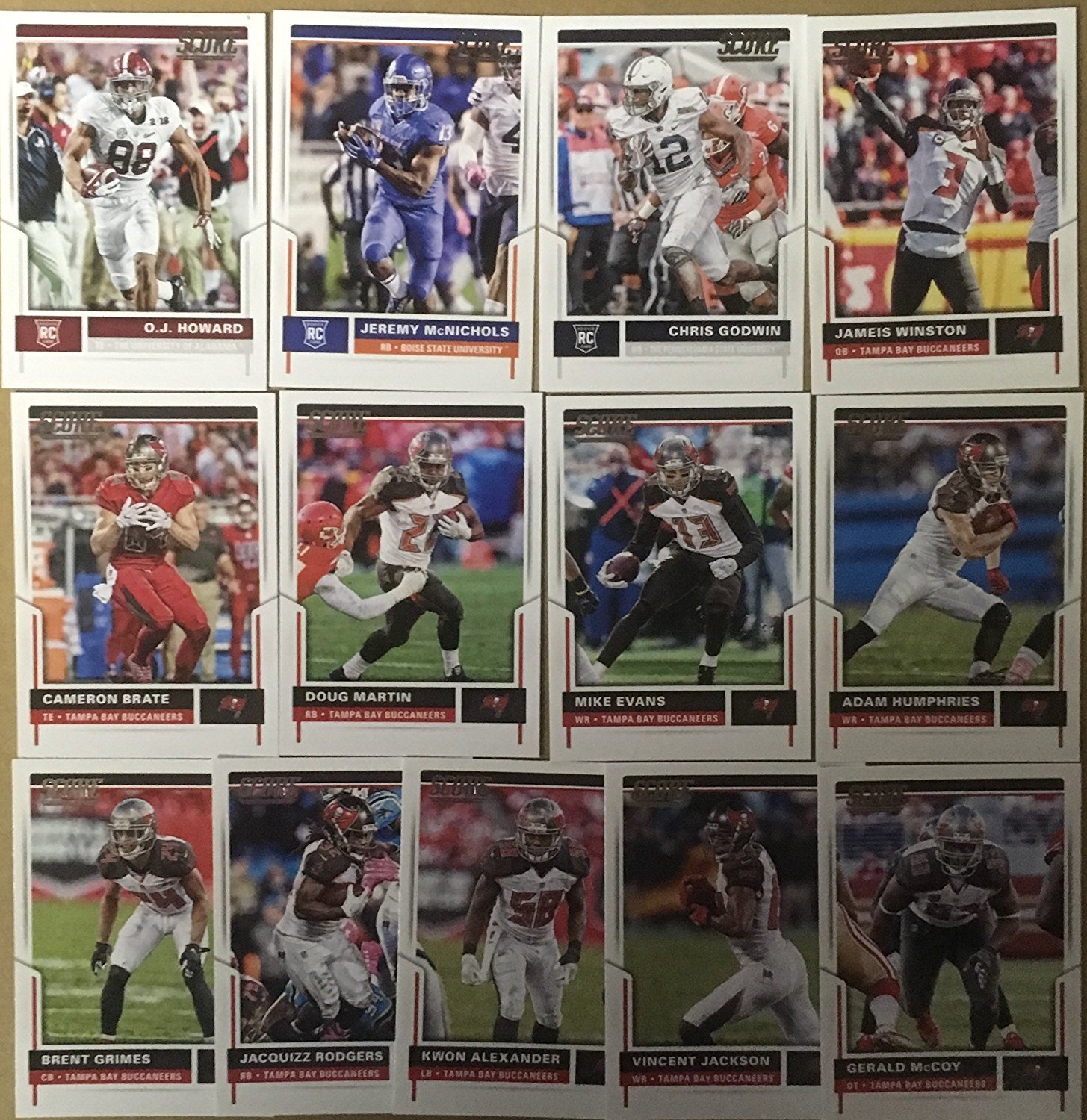 2014, 2015, 2016, 2017, 2018, 2019 Panini Score Football Tampa Bay Buccaneers 6 Team Set Lot 79 Cards Gift Pack W/Drafted Rookies