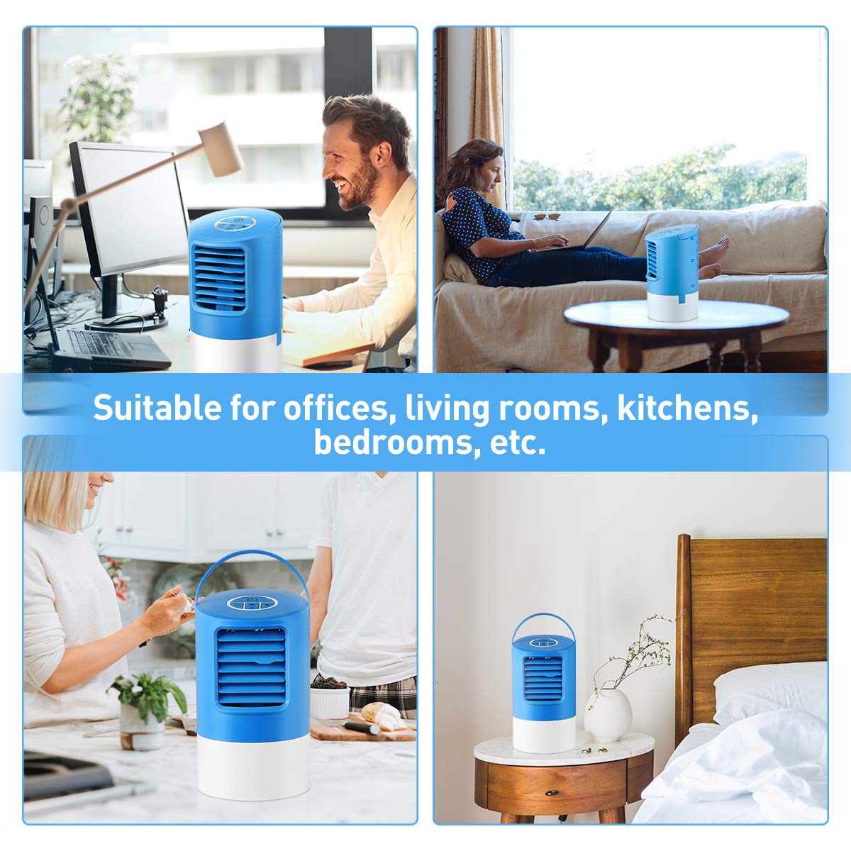 Portable Air Conditioners Fan, Personal Air Cooler Mini Space Evaporative Air Cooler with 3 Wind Speeds Small Desktop Cooling Fan Quiet Air Humidifier Compact Air Cooler for Room, Home, Office