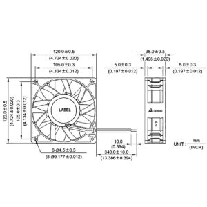 Wathai 12038 120mm x 38mm PWM Computer PC Case Fan 12V 4pin 5300rpm High Airflow Duall Ball CFM FG DC Brushless Cooling Fan